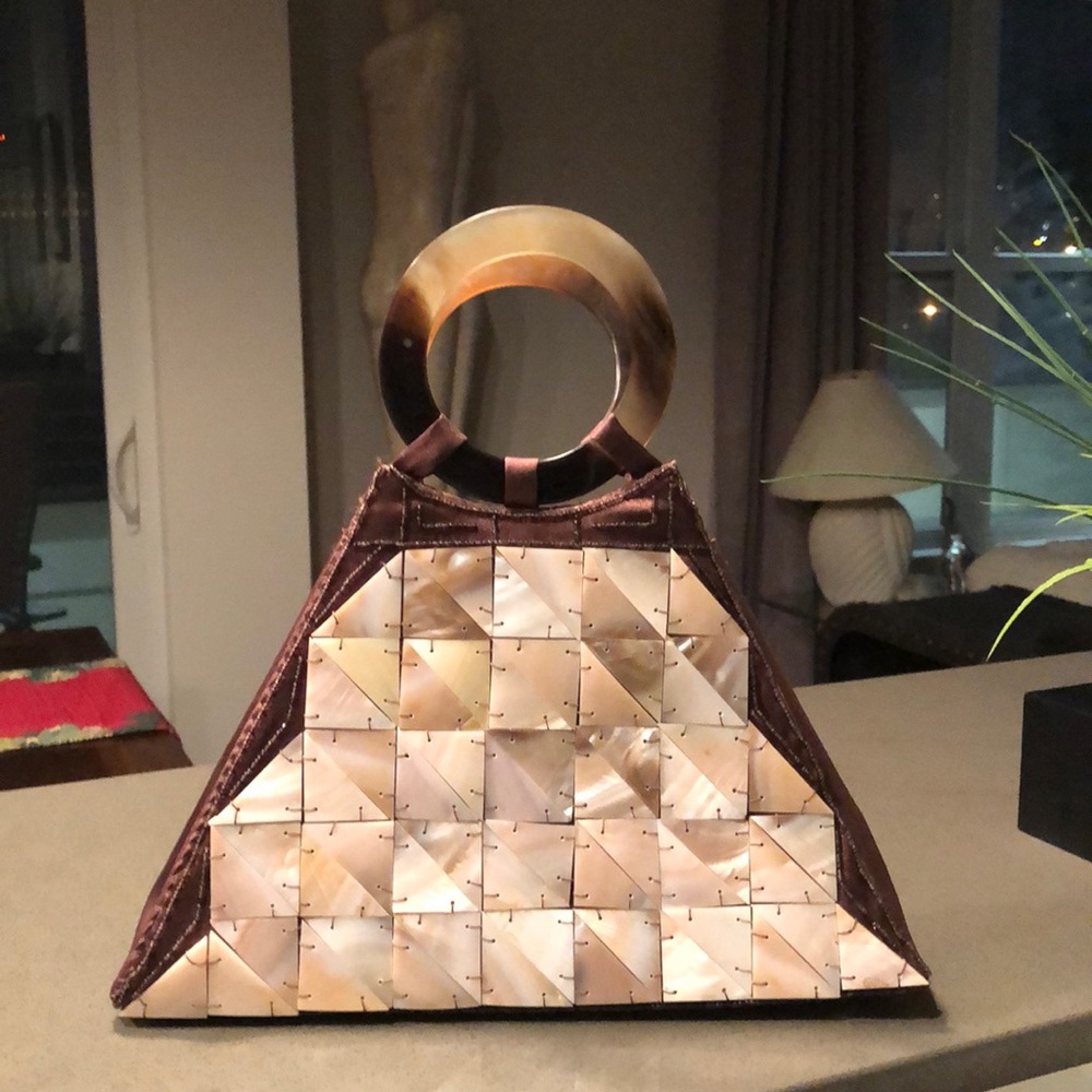 Bahamian mother of pearl seashell handcrafted bag